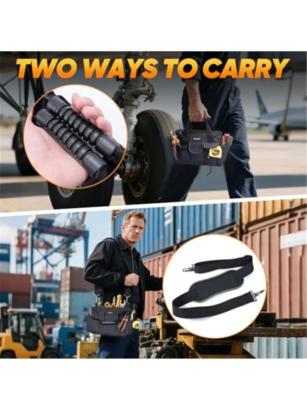 Heavy Duty Tool Bag Wide Mouth Tool Organizer Waterproof Utility Tote 16 Inch